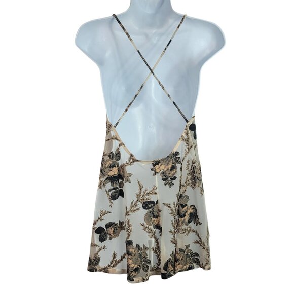 Victoria's Secret Floral Chemise Gray Sheer Large Strap Scoop Vintage USA 1999 - Picture 5 of 7